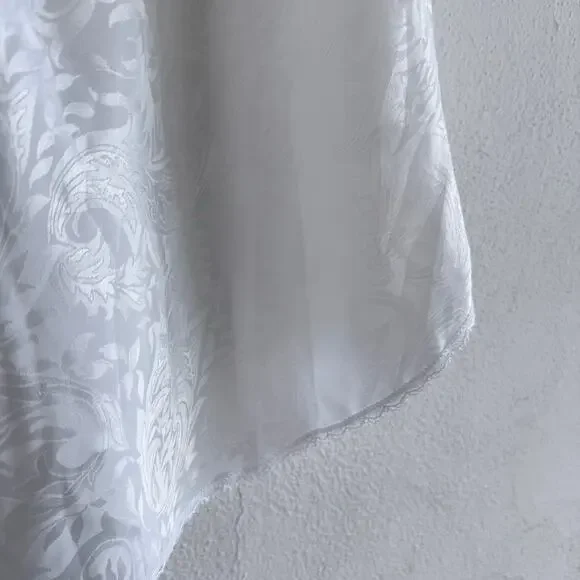 Vtg 90s Slip Dress White Jacquard Bridal Lingerie Romantic Lace Coquette Women S - Picture 5 of 8